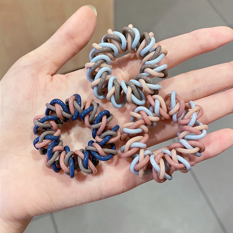 Dây buộc tóc kiểu dây điện thoại co giãn không đau