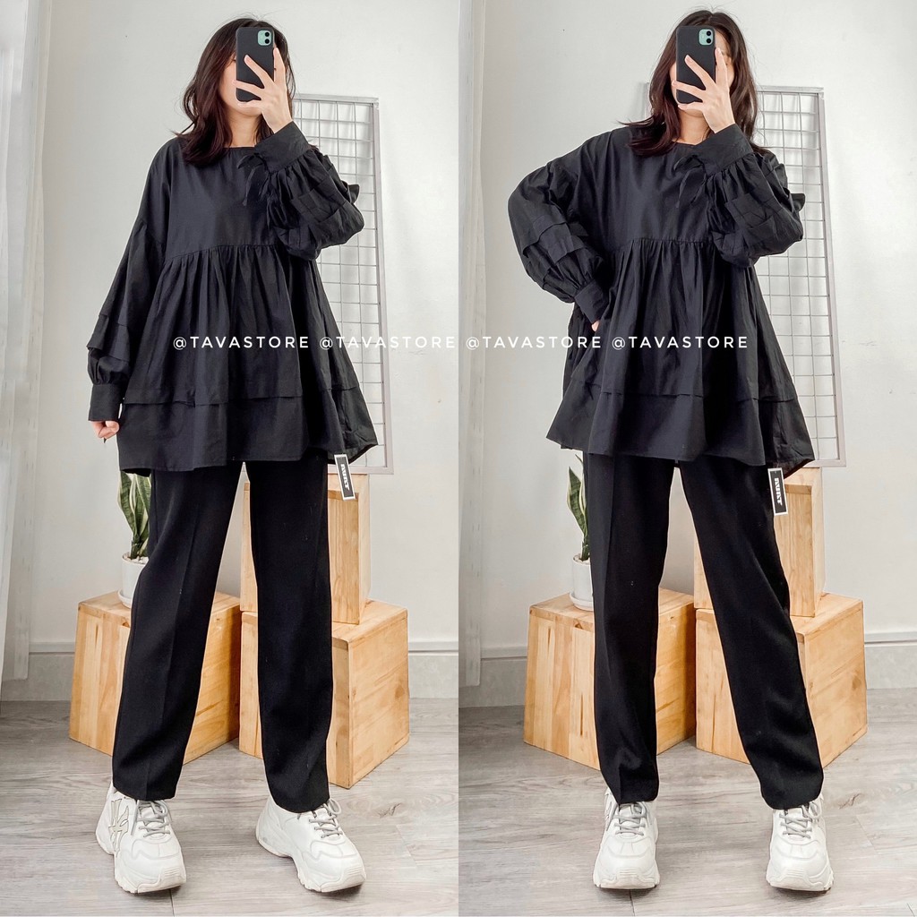 Áo babydoll xếp li