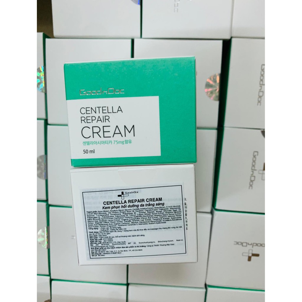 [CHÍNH HÃNG] Kem Rau Má Dưỡng Ẩm Phục Hồi Giảm Thâm Nám Trắng Sáng GoodnDoc Centella Repair Cream