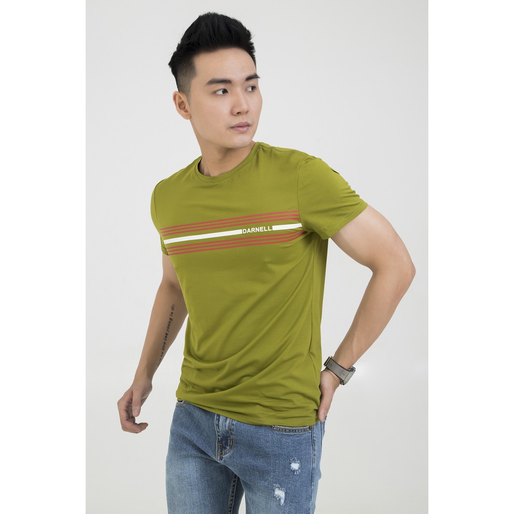 Áo thun nam DARNELL kẻ ngực cổ tròn chất cotton cao cấp mềm mịn thoáng mát trẻ trung DN09