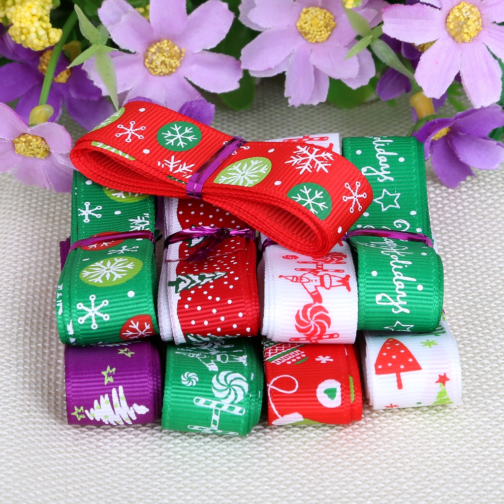 6 Yards 10/15/25mm màu ngẫu nhiên trang trí giáng sinh