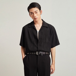 Áo Sơ Mi Ngắn Tay Nam Họa Tiết HIGHWAY MENSWEAR Fisher Cuban Shirt Đen Phẩy Trắng