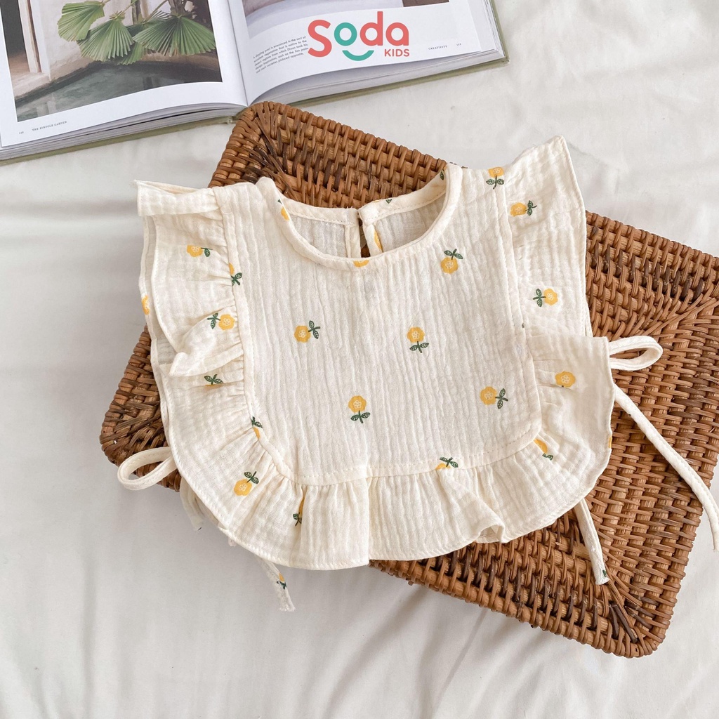 Yếm xô cho bé gái SODA KIDS viền bèo dáng tiểu thư yếm vuông buộc dây