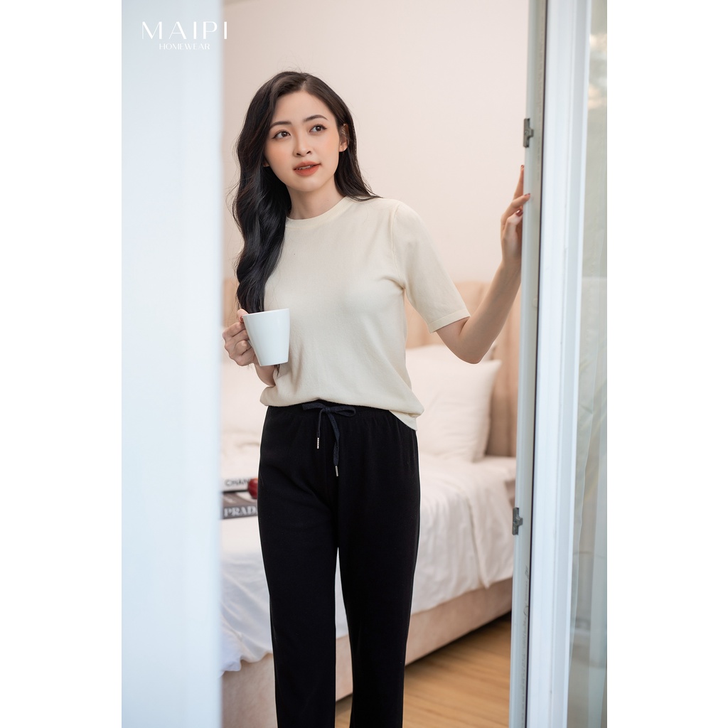 Quần len thường không cạp bầu Michi dáng suông cực ấm áp kiểu dáng thời trang cho phái đẹp sản phẩm của LAMME