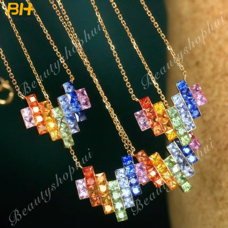 Mới Vòng cổ Mặt Trái Tim Đính Đá Màu Kẹo Thời Trang Cho Nữ