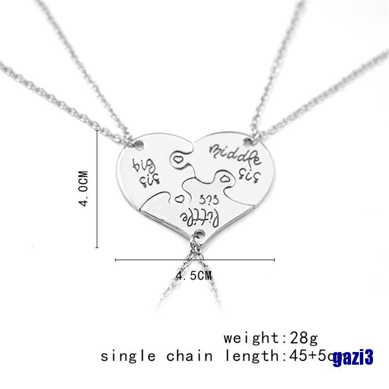 Dây chuyền mặt mảnh ghép hình trái tim khắc chữ cho chị em gái