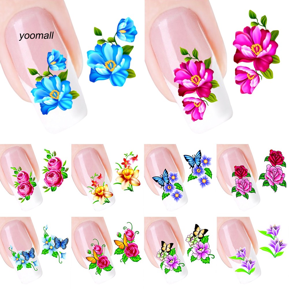 [Hàng mới về] Sticker dán móng tay trang trí DIY hình hoa và bướm đáng yêu