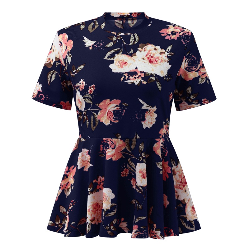 Áo Thun Tay Ngắn Phối Bèo Họa Tiết Hoa Phong Cách Boho Cổ Điển Thời Trang Mùa Hè Cho Nữ