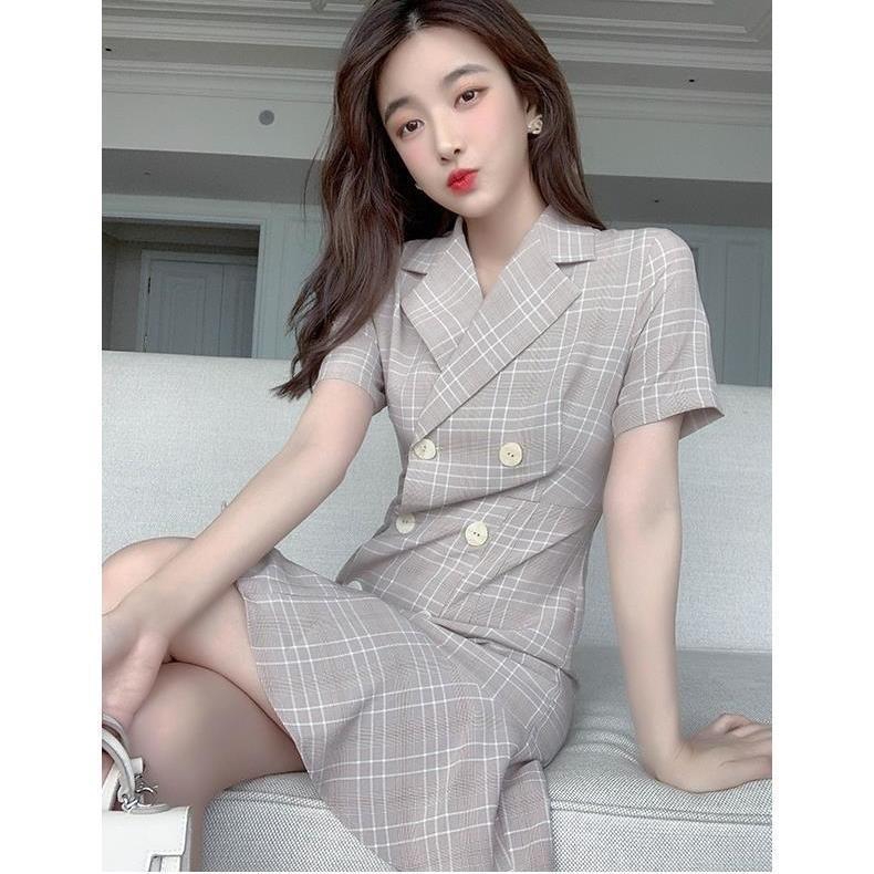 Đầm nữ cổ bẻ họa tiết Caro thời trang nữ dễ thương | BigBuy360 - bigbuy360.vn