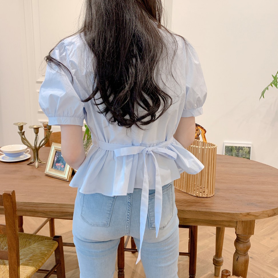 Áo Kiểu Tay Phồng Cổ Vuông Thời Trang Thanh Lịch Cho Nữ 34773