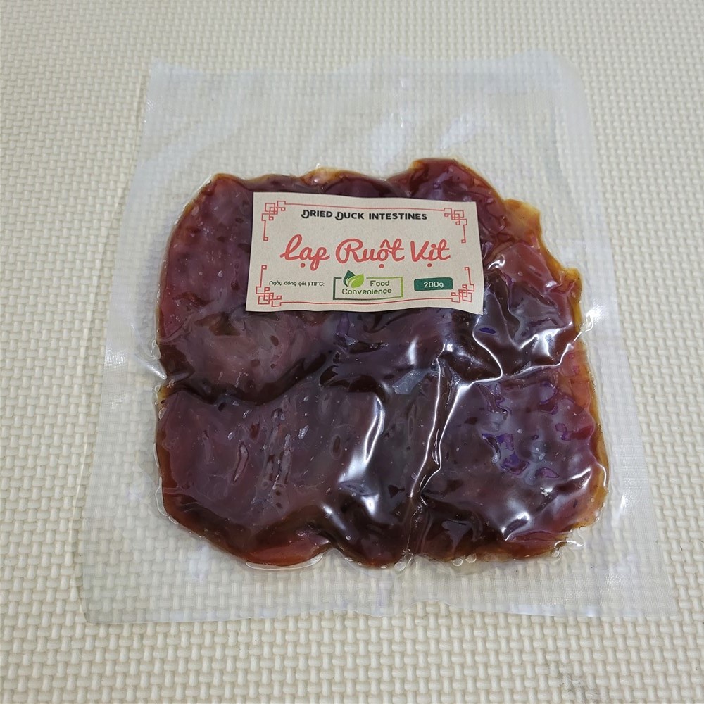 Túi 200gr lạp ruột vịt khô ép chân không dùng để nướng chiên xào