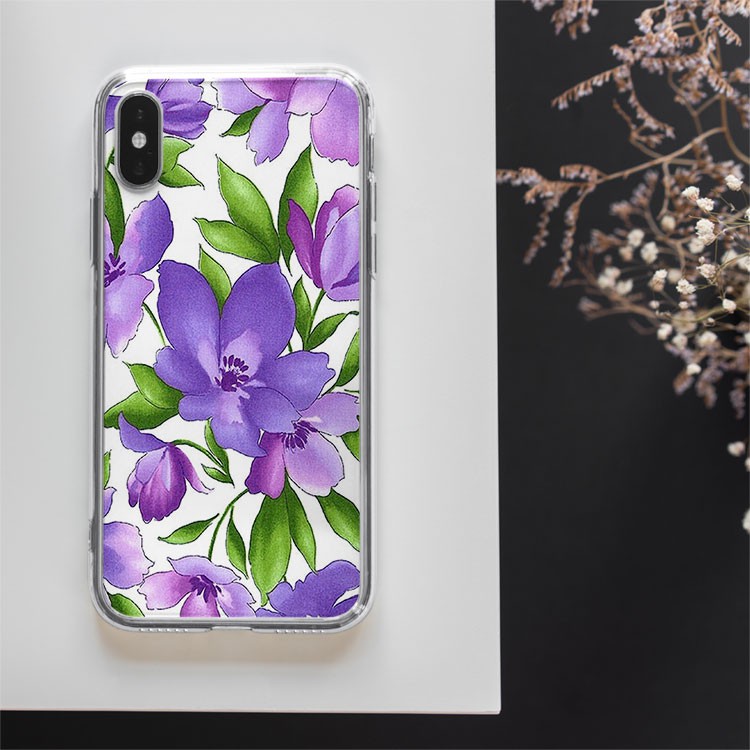 Vỏ ốp hot trend hoa tím đỗ quyên TG Case Hàng cao cấp cho các loại Iphone PAT20210200