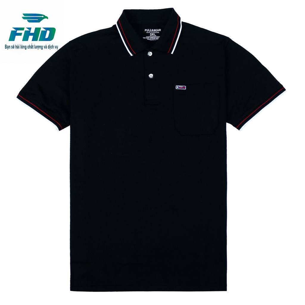 Áo thun polo nam trung niên ngắn tay có cổ có túi sọc cổ có form to có size dành cho người 90kg FHDA015_5