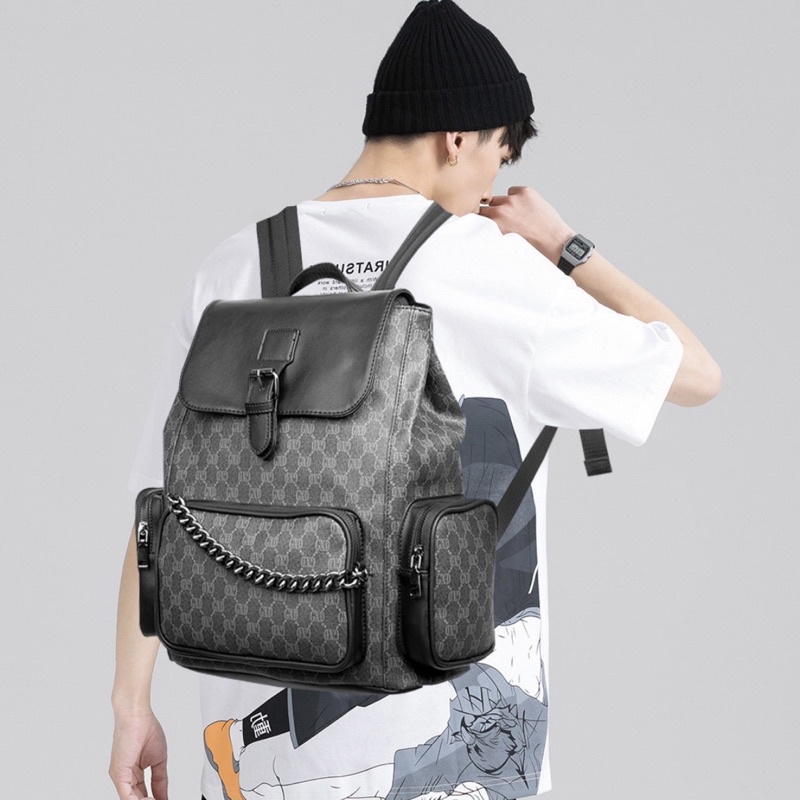 Balo Đi Học Nam Hàn Quốc Thời Trang Phong Cách Hoạ Tiết, Balo Da Cao Cấp Phong Cách Độc Đáo