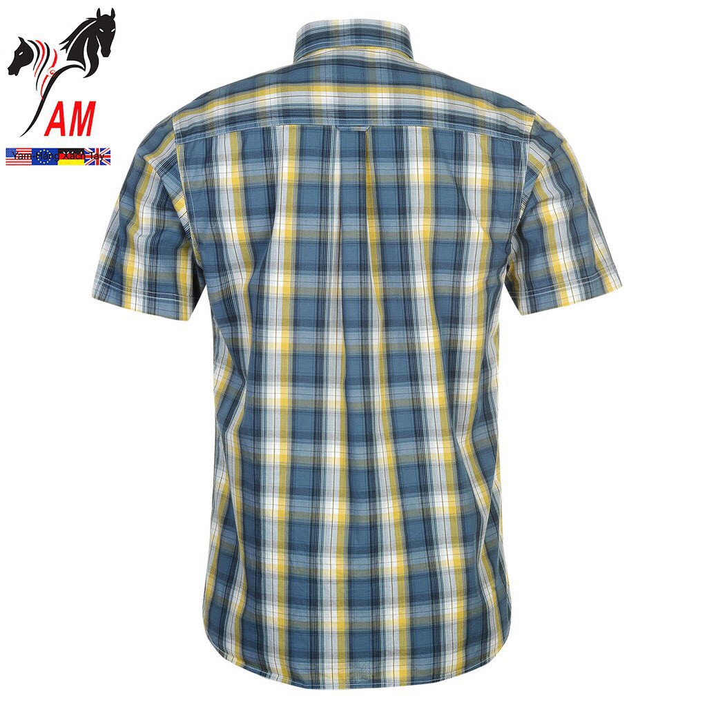 [100% cotton] Áo Sơ Mi Nam Ngắn Tay PIERRE Cardin Short Sleeve Cham Shirt Mens (Blue/vàng- Size EU - UK) !