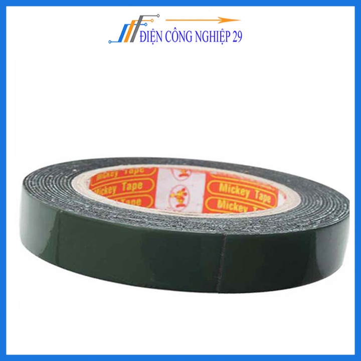 Băng dính 2 mặt 2cm màu xanh siêu dính