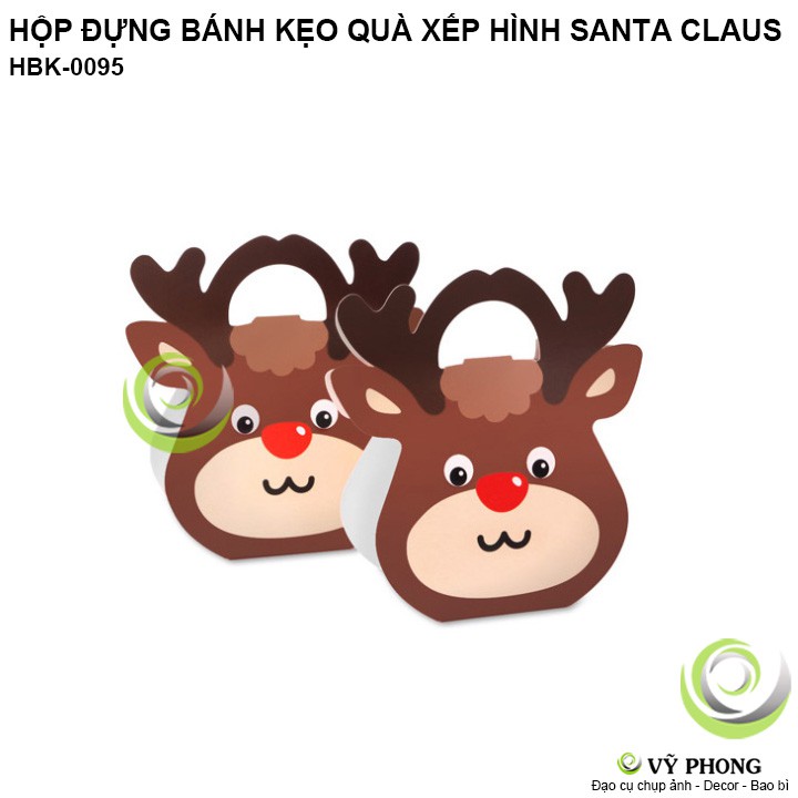 HỘP GIẤY ĐỰNG BÁNH KẸO QUÀ XẾP HÌNH ÔNG GIÀ NOEL VÀ TUẦN LỘC LÀM QUÀ LỄ GIÁNG SINH HBK-0095