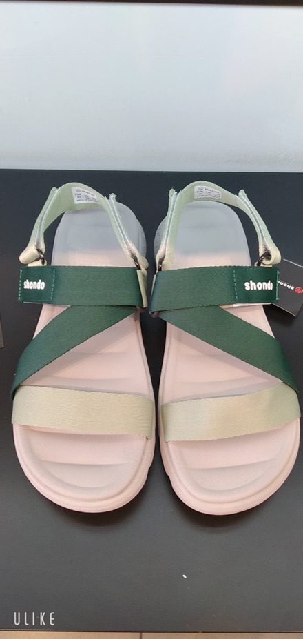 Giày sandals nam nữ Shondo phối dây xanh lá F6S2140