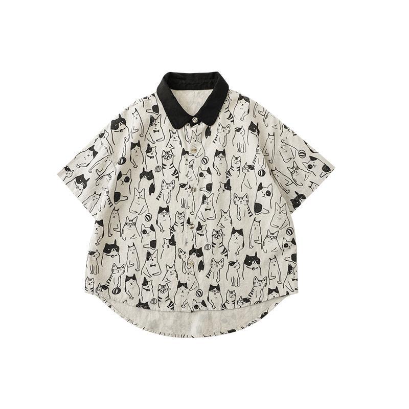 Áo Sơ Mi Ngắn Tay Họa Tiết Kẻ Sọc Thời Trang Mùa Hè Hàng Mới Dành Cho Bé Trai