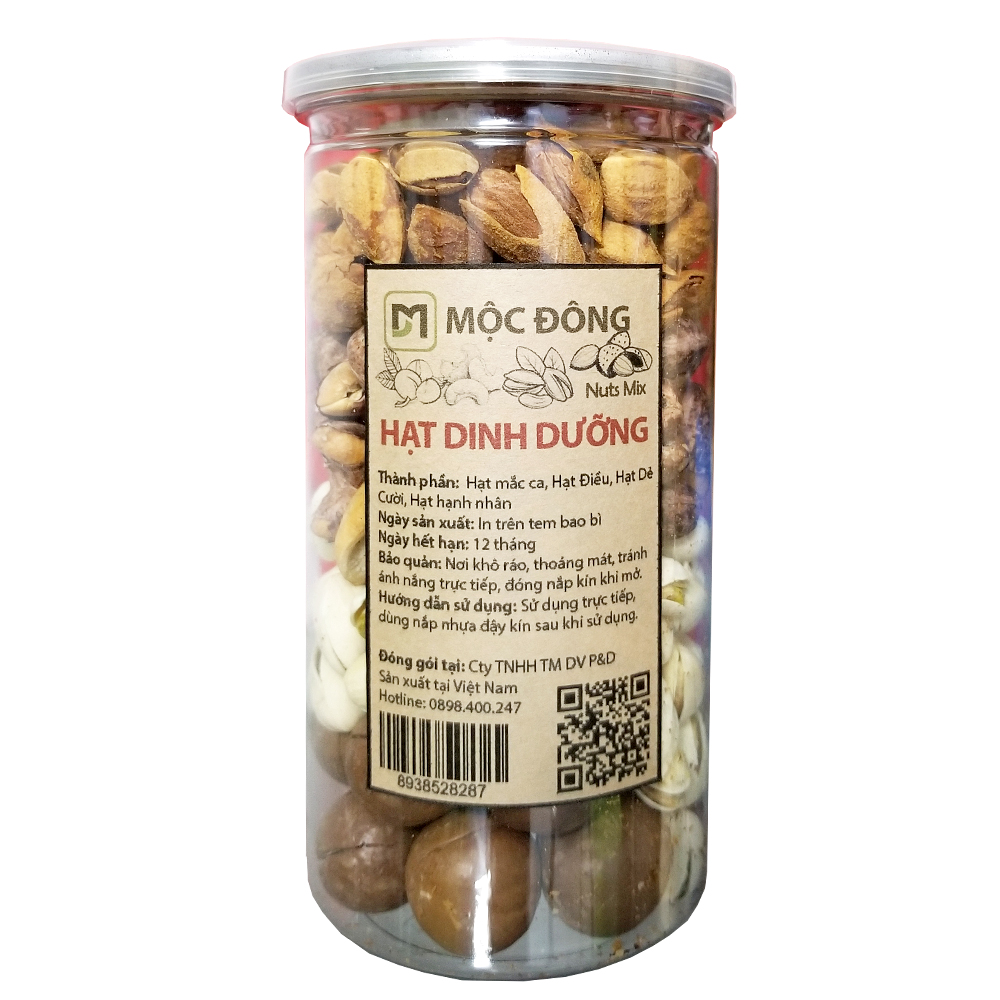 Hộp 450gr mix hạt dinh dưỡng 4 loại hạt macca, hạt điều, hạt hạnh nhân, hạt dẻ cười