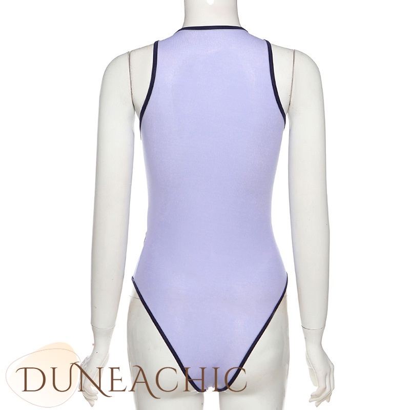 DUNEA Bộ Đồ Liền Thân Phối Lưới Màu Sắc Tương Phản Quyến Rũ Cho Nữ