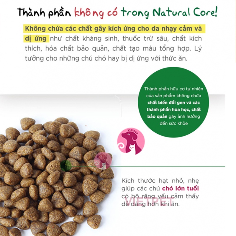 THỨC ĂN HỮU CƠ NATURAL CORE CHO CHÓ GIÀ (Full vị) (Thịt Vịt/ Cá Hồi) (1kg)