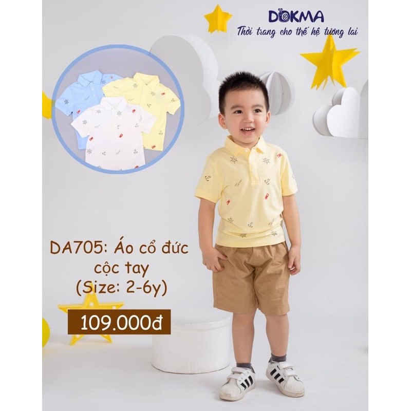 DA705 Áo cổ đức cộc tay Dokma vải sợi tre (2-6T)