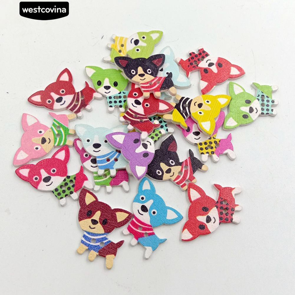 50 Cúc gỗ hình chú cún xinh xắn dùng để trang trí đồ dùng thủ công