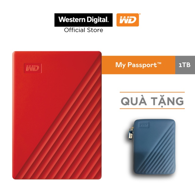 Ổ cứng Western Digital WD My Passport 2.5in USB 3.2 1TB Portable di động, mỏng gọn, năng động