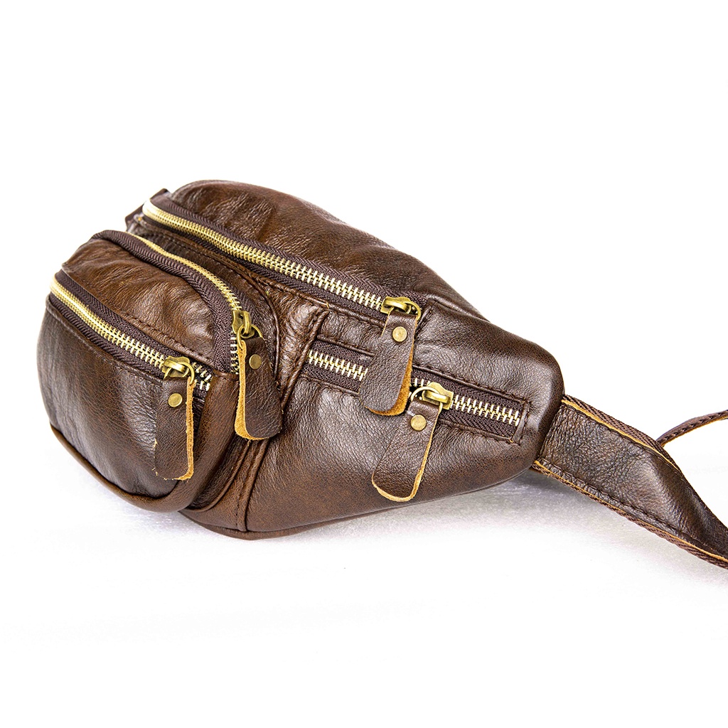 Túi đeo chéo đeo bụng nam cao cấp da bò 100%, khóa đồng  hàng xịn bao chất