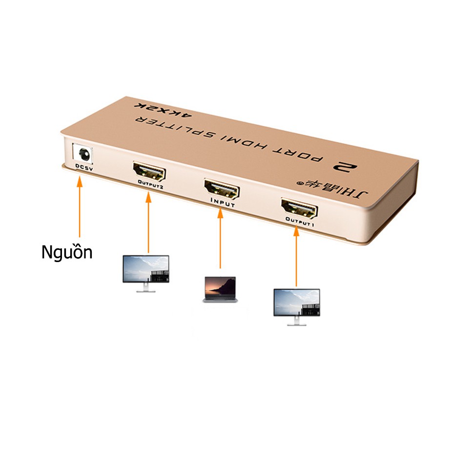 Bộ chia HDMI 1 ra 2, splitter 1x2 HDMI 4K*2K - Jinghua F110