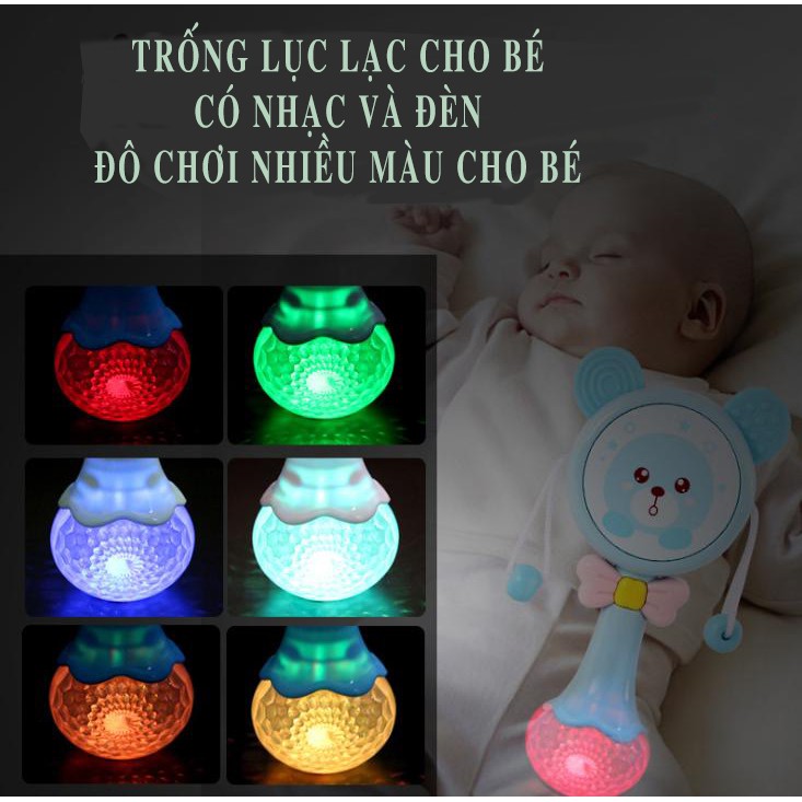 Lục Lạc Lúc Lắc Trống Antona Mặt Gấu Đáng Yêu Có Nhạc Và Đèn Cho Bé