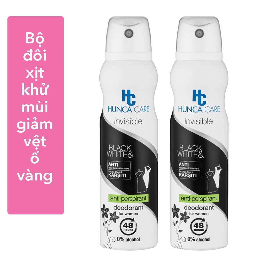 Xịt Khử Mùi 48h Giảm Thâm, Ngăn Vệt Ố Vàng HUNCA (combo 2x150ml)