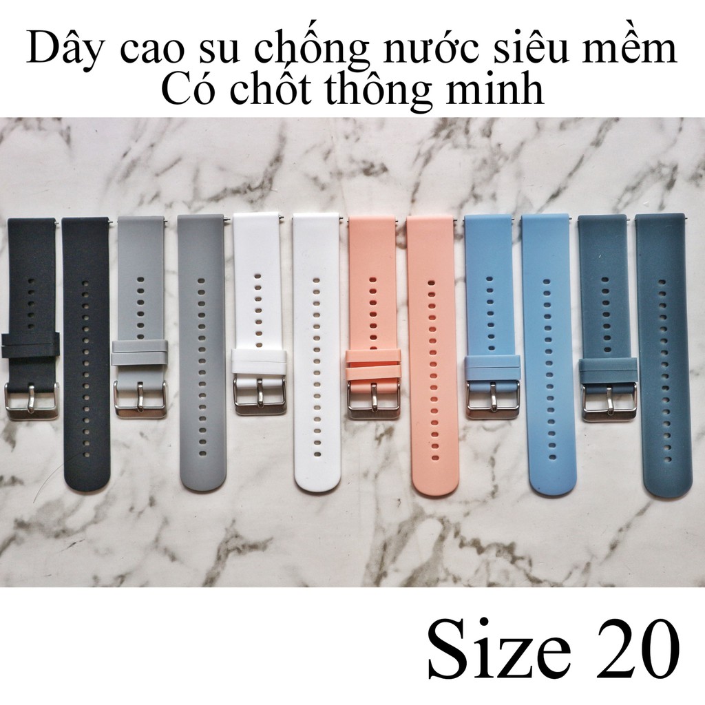 Dây đồng hồ cao su size 20 cho Smartwatch và đồng hồ truyền thống có chốt thông minh