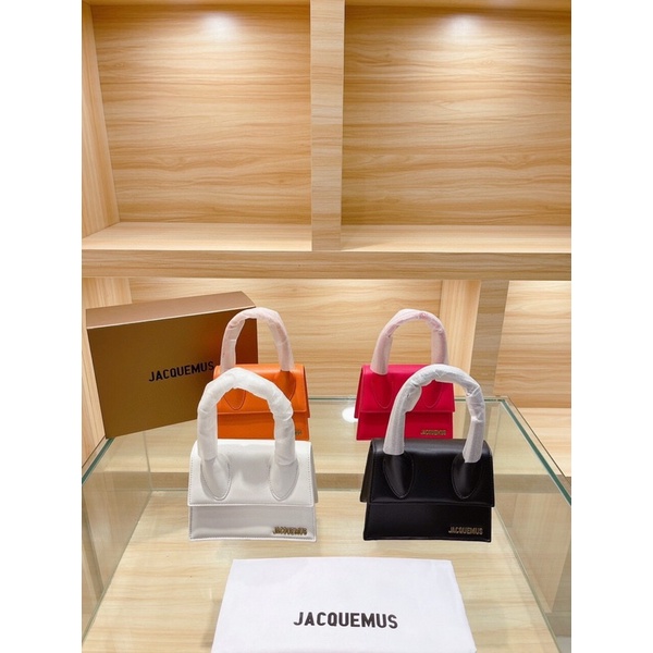 Túi xách JACQUEMUS sz 18 mẫu new 2021 chất da thật sẵn đen và cam