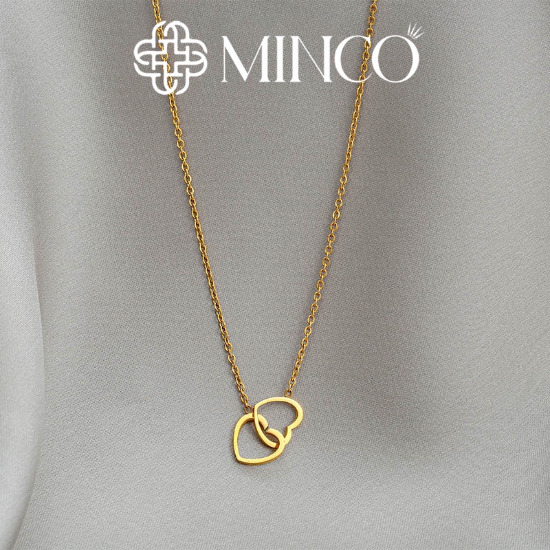 Dây chuyền nữ đẹp Minco Accessories vòng cổ trái tim đôi thời trang phong cách Hàn Quốc DT06