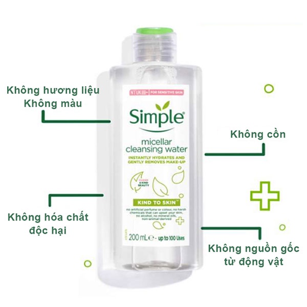 Nước tẩy trang Simple Micellar Cleansing Water 200ml