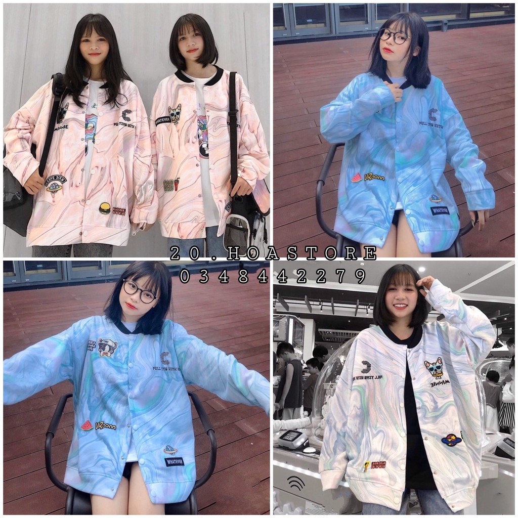 ÁO KHOÁC BOMBER LOANG VIỀN CỔ IN DOG - ÁO LOANG KAKI CÚC BẤM ANTI YOU - ÁO KHOÁC LOANG FULL TIME C ULZZANG