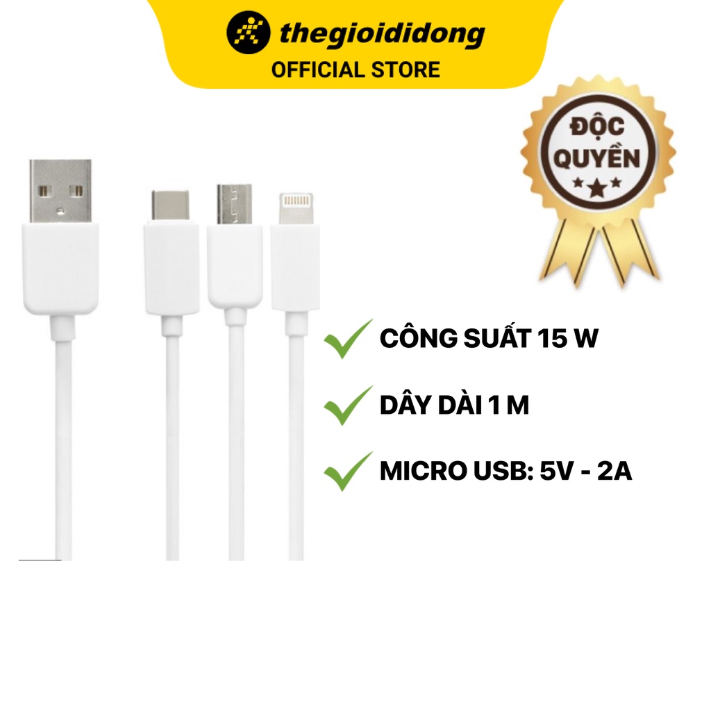 Cáp 3 đầu Lightning Type C Micro 1m AVA AP03-1000