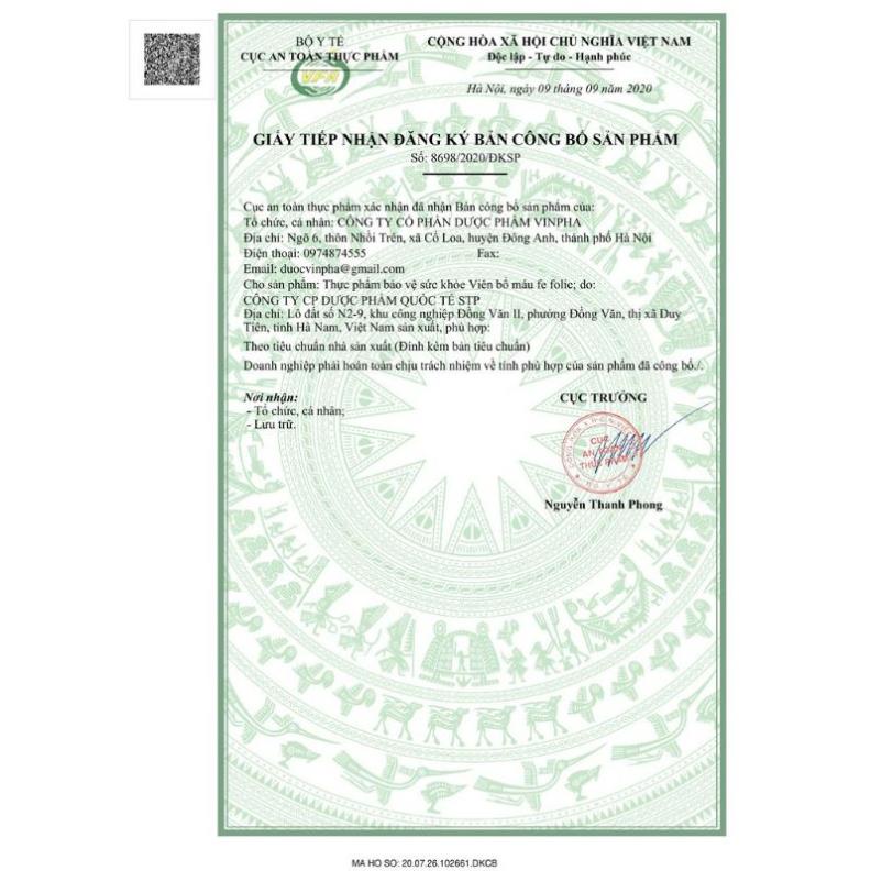 Viên bổ máu FE FOLIC giúp bổ sung sắt III - Acid folic cho cơ thể