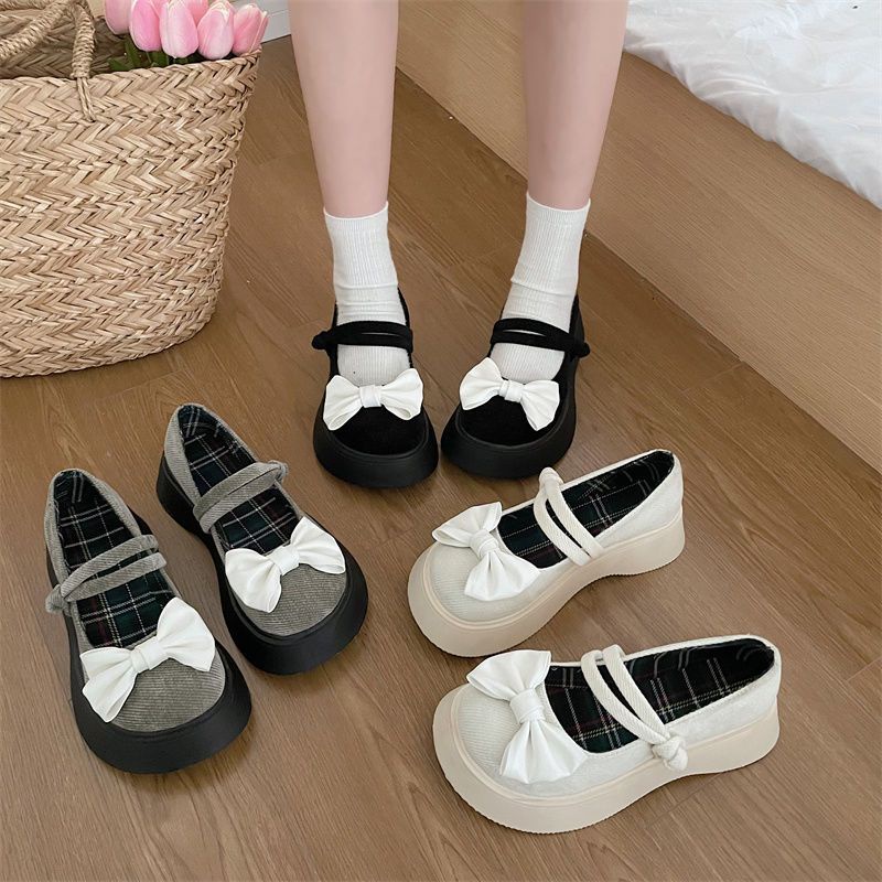 Giày Da Đế Dày Đính Nơ Phong Cách Lolita Nhật Bản Thời Trang Mùa Hè Cho Nữ