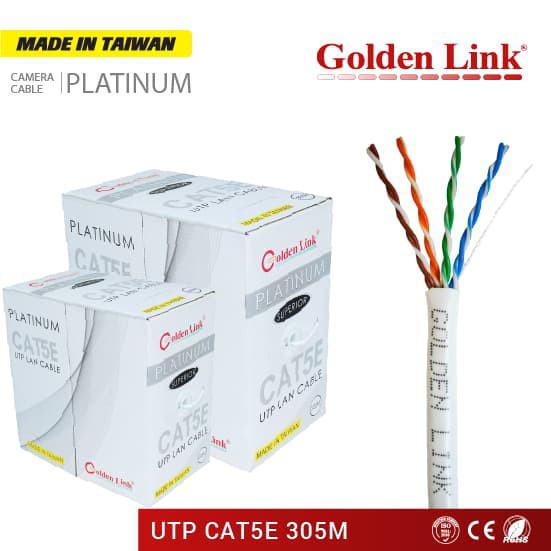 Thùng cáp mạng LAN UTP CAT 5E Golden Link Platinum Taiwan màu trắng (305M)