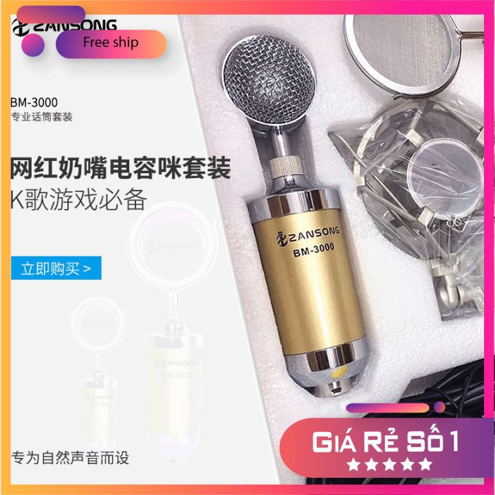 MICRO ZANSONG BM3000 ⚡ CHÍNH HÃNG⚡ Thu Âm Hát Livestream Karaoke Cao Cấp Chuyên nghiệp Bảo Hành 1 Năm