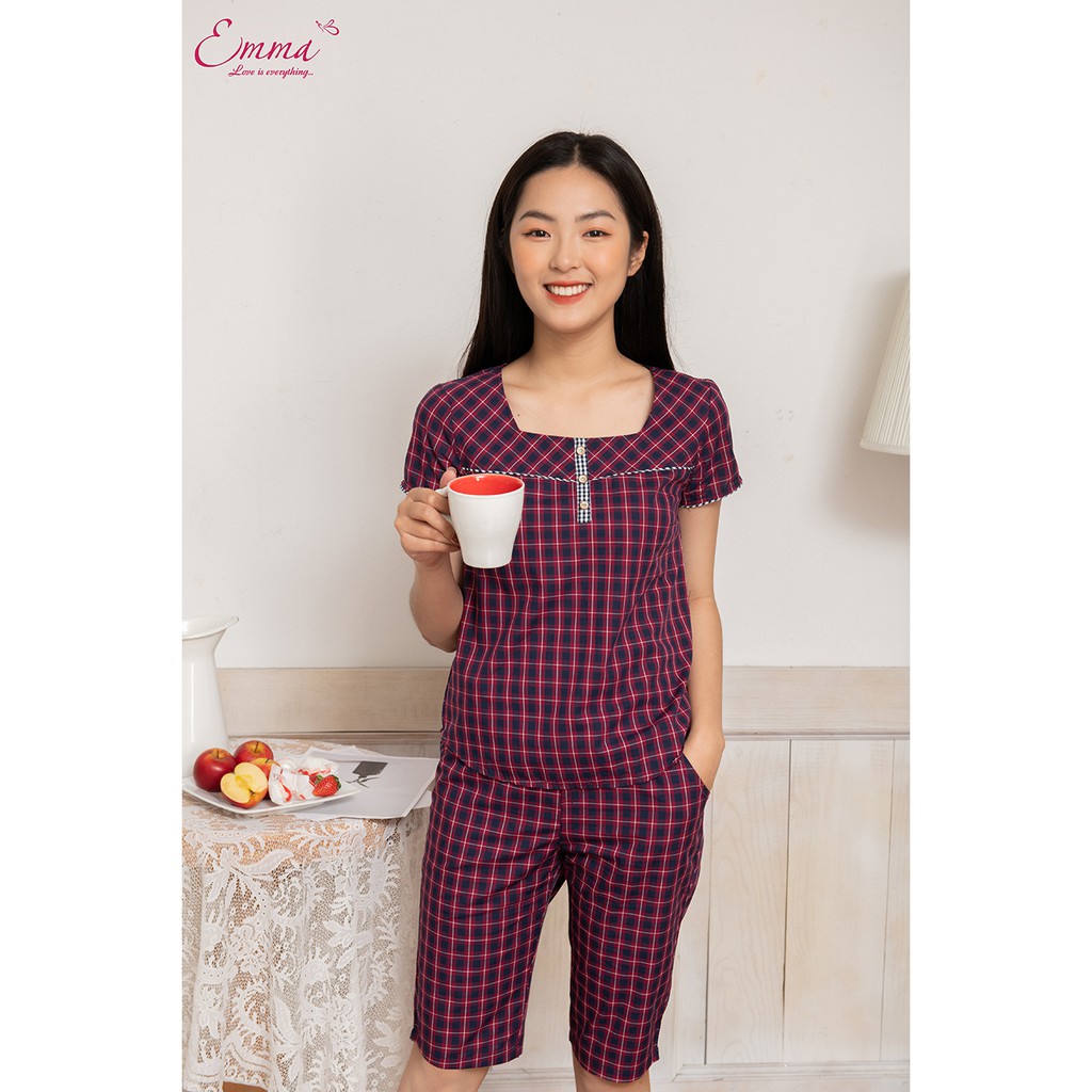 Bộ Mặc Nhà Kate Thô Áo Ngắn Tay, Quần Lửng EHLK.0030.10