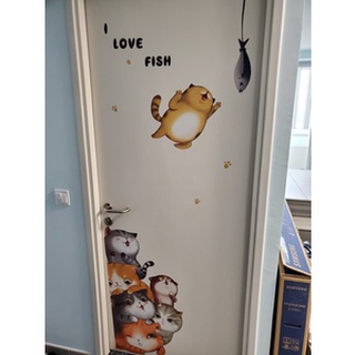 Decal dán tường trang trí MÈO BẮT CÁ ( MS015 )