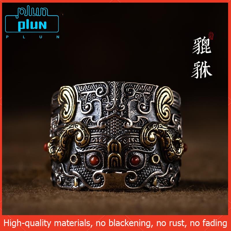 Plun-Nhẫn Tỳ Hưu May Mắn Giàu Có Bằng Bạc Sterling S925 Nhẫn Nam Nữ Nhẫn Thời Trang Thiết Kế Độc Đáo Có Thể Điều Chỉnh Kích Thước Sửa Chữa May Mắn, Không Nợ Nần, Phát Tài