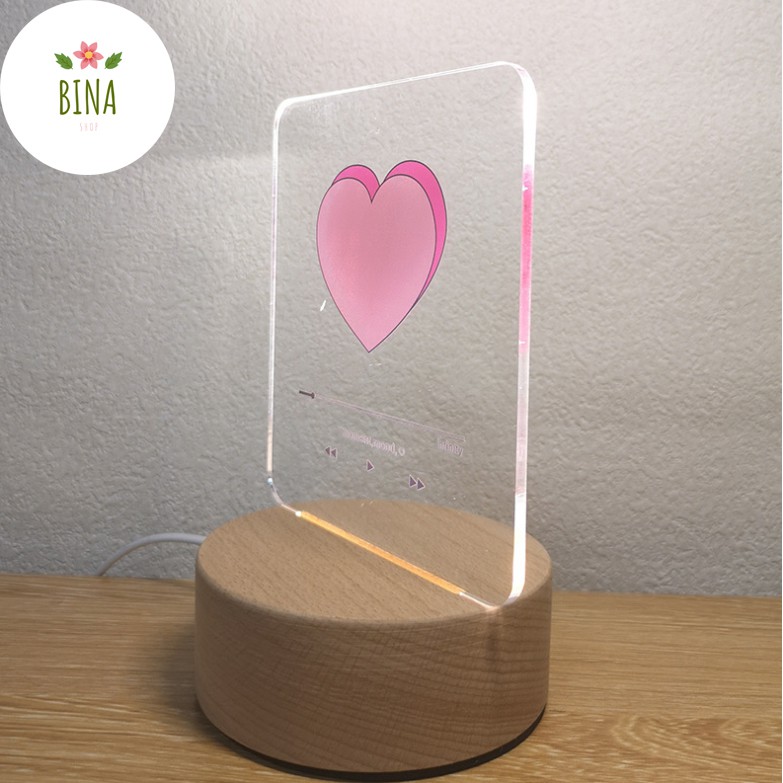 Đèn ngủ led 3d hình trái tim phong cách Hàn Quốc - 3 chế độ màu - BinaShop