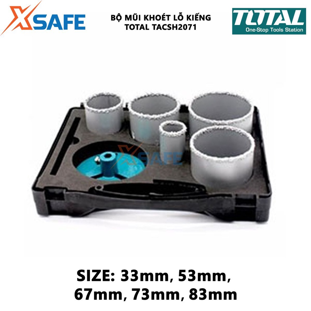 Bộ 7 mũi khoét lỗ TOTAL TACSH2071 lưỡi thép hợp kim (cacbua), gồm các size 33, 53, 67, 73, 83mm - [XSAFE]