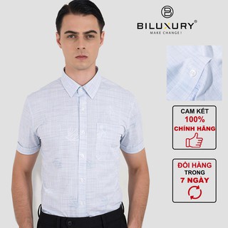 Áo sơ mi nam ngắn tay Biluxury hoạ tiết caro chìm form chuẩn thanh lịch trẻ trung 4SMCH004XNH
