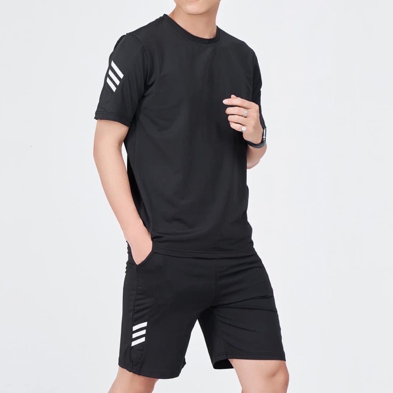 Bộ quần áo thể thao nam mùa hè chất thun mềm mát, bộ thể thao nam tập gym thoáng mát (3S)